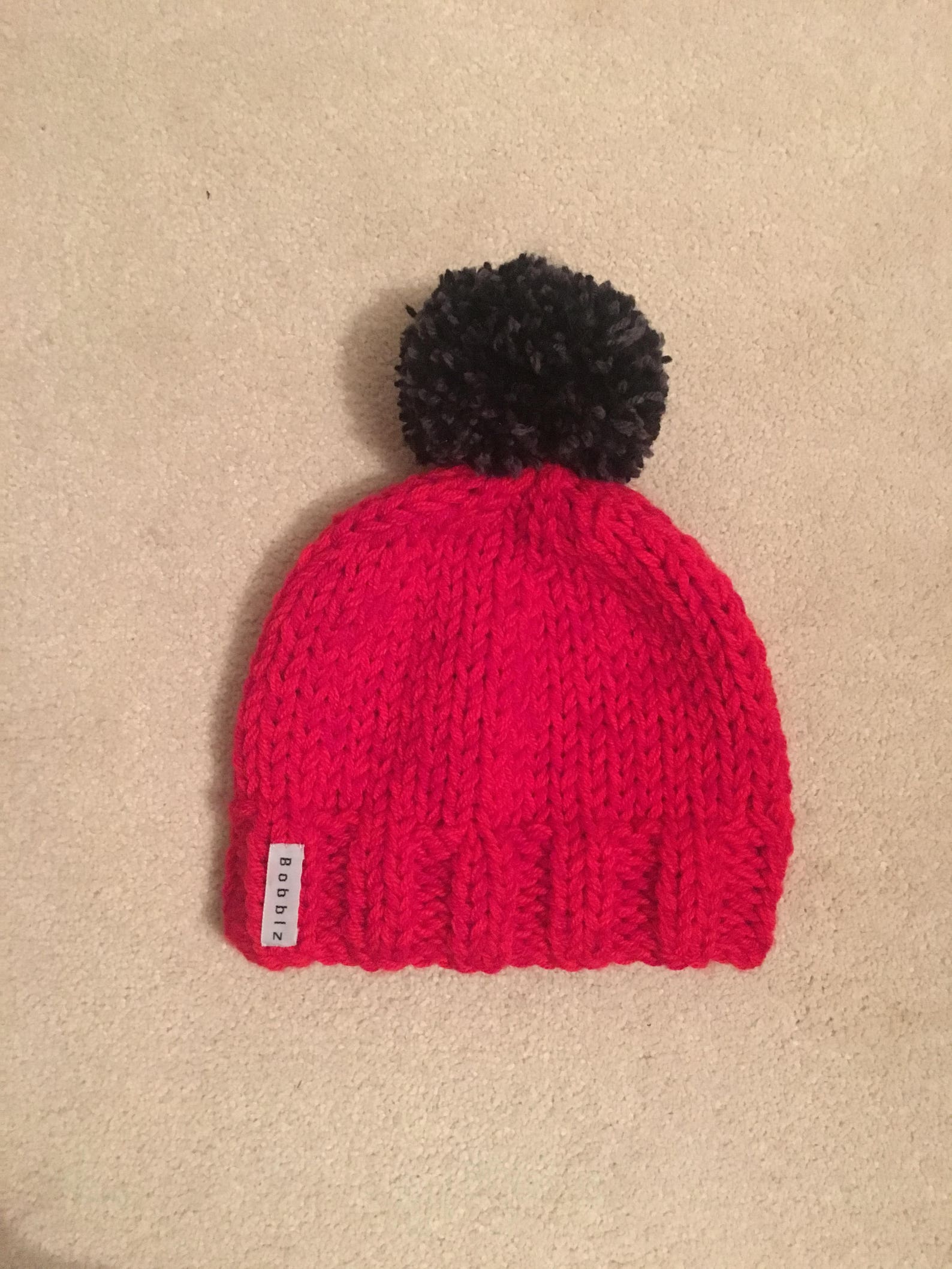 Men's Bobble Hat Women's Bobble Hat Red Hat Grey Etsy