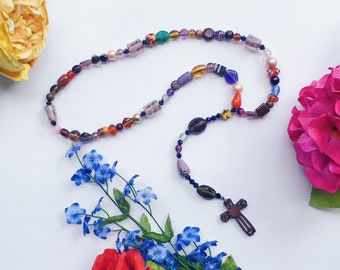 Handmade Semiprecious Stone & Glass Rosary | One of a Kind Rosary | Handmade Rosary | Catholic Gift | Handmade Rosary Beads | Jami Amerine