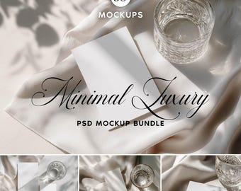 Wedding Mockup Bundle PSD, Minimal Luxury Stationery, Neutral Ivory, Invitations, Programs, Menus, Suites, Signs