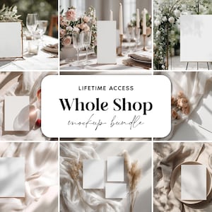 Whole Shop Mockup Bundle | Wedding Mockup PSD | Invitation 5x7 | Stationery | Menu | Frame Sign | Lifetime Access