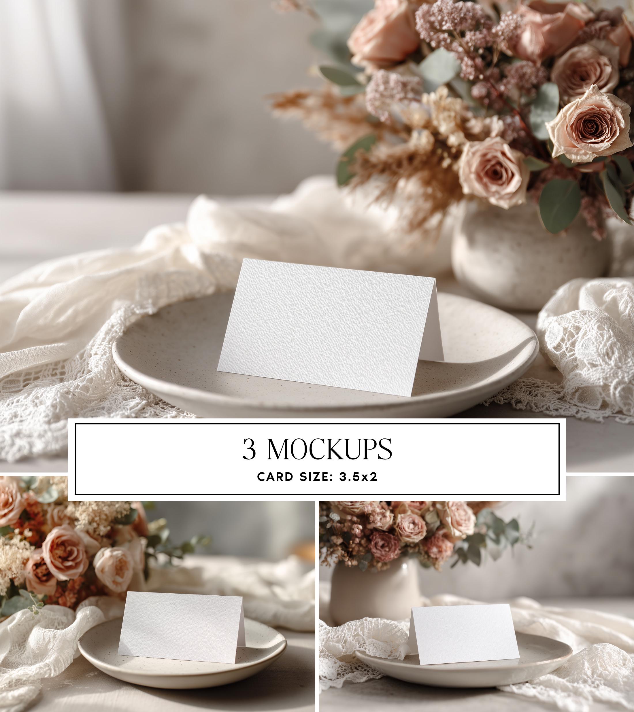 Place Card Mockup 5x3.5 & 3.5x2 | Tent Table Card Bundle | Boho Neutral ...