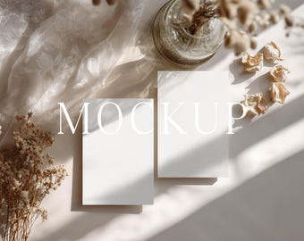 4x6" Boho Wedding Card Mockup PSD | Double Details Card | Vintage Stationery | Romantic Floral