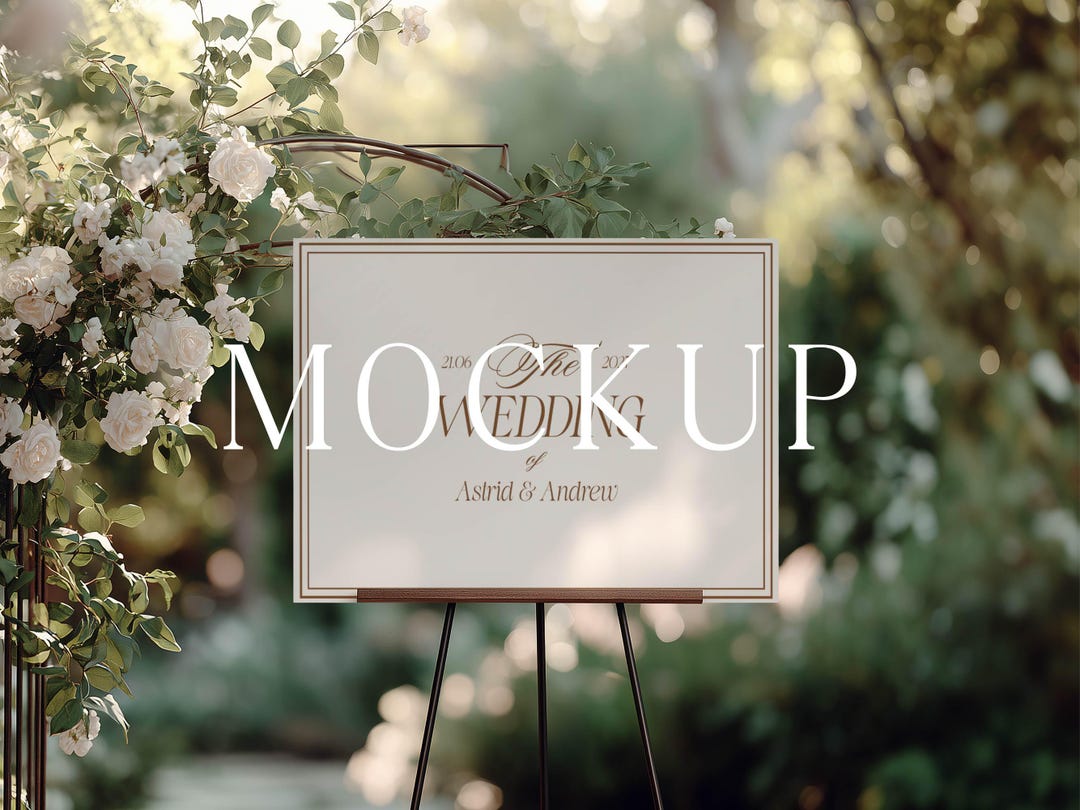 18x24 Horizontal Wedding Welcome Sign Mockup PSD, Elegant Outdoor ...