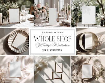 Whole Shop Mockup Bundle | Wedding Mockup PSD | Invitation 5x7 | Stationery | Menu | Frame Sign | Lifetime Access