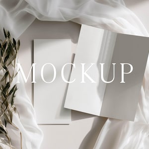 4x9 Folded Wedding Program Mockup | Timeline Card Mockup | Minimal Stationery PSD | Luxury Double Menu
