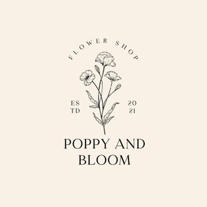 Pre-made Poppy Logo Botanical Logo Flower Hand Drawn - Etsy