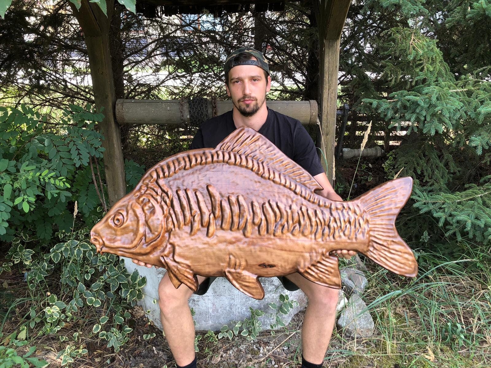 Carp Woodcarving Wood Carvingfish Artfish on Woodfishing Etsy