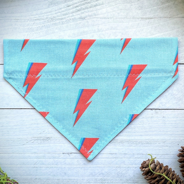 Dog Bandana | Bowie Dog Over-the-collar Neckwear Accessory | Ziggy Stardust Glam Rockstar Dog Cat Puppy Slip-on Collar Gift Small Medium