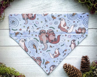 Dog Bandana | Sea Otter Over-the-collar Neckwear Accessory |  Ocean Sea Cute Fun Animals Otter Slip-on Collar Gift Small Medium Large