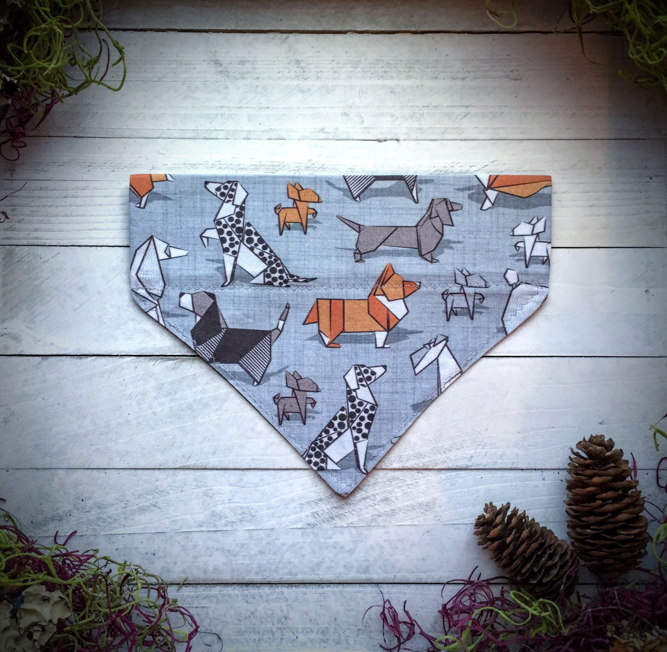 Dog Bandana Origami Dog Overthecollar Neckwear Accessory Etsy