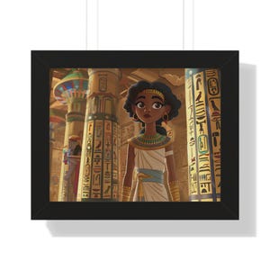 Egyptian Girl Framed Poster, Ancient Egyptian Wall Art, Egyptian Themed Birthday Gift, Wall Decor for Egyptian Lovers