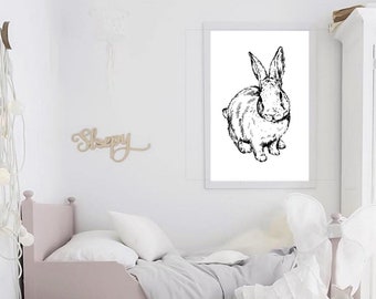 Kaninillustration, harteckning, vektorfiler (SVG, PNG, PDF)