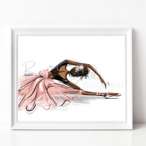 Personalized Ballerina Wall Art Printable – Custom Black Ballerina Digital Download, Ballet Nursery Decor, Hair & Skin Tone Options