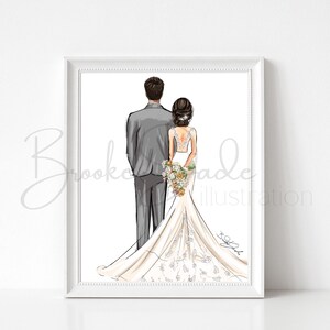 Custom Father Daughter Wedding Portrait | Digital Download | Personalized Bride & Dad Sketch | Father of the Bride Gift