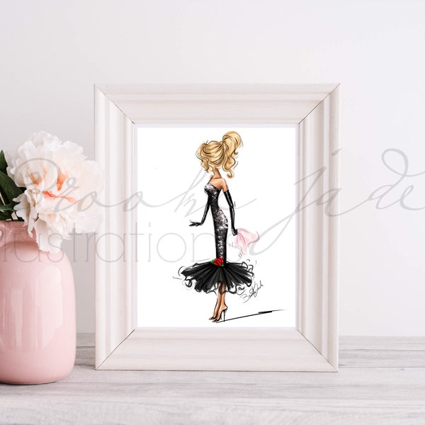 Spotlight Glamour - Mode Illustratie Art Print Print Glam Illustratie Modeschets Trendy Art Print