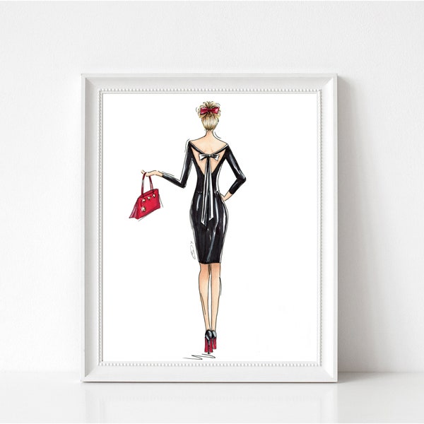 Little Black Dress - Stampa d'arte di illustrazione di moda