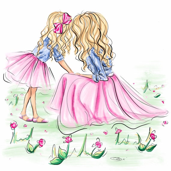 Ilustración de madre e hija dibujo de madre e hija boceto de - Etsy España Ilustración de madre e hija dibujo de madre e hija boceto de - Etsy España