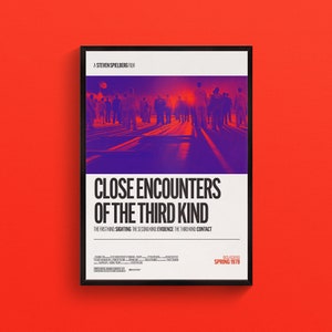 Close Encounters of the Third Kind 1977 Retro Movie Poster Art, Film Poster, Minimalist, Wall Art, Home Cinema, Typography Poster image 1