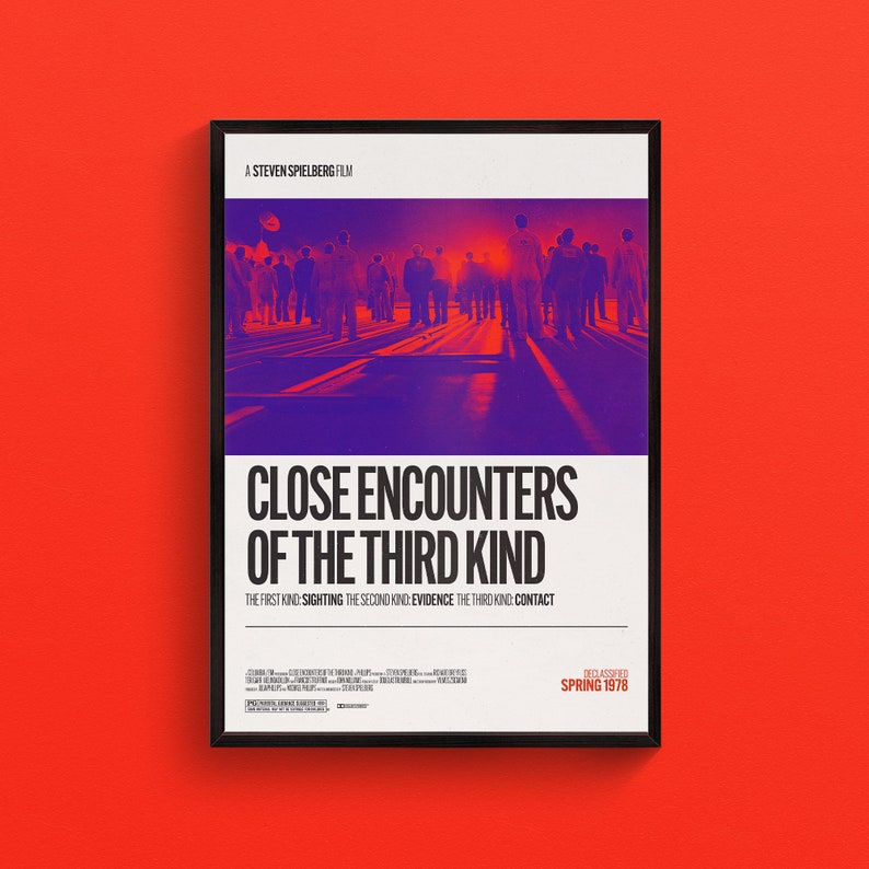 Close Encounters of the Third Kind 1977 Retro Movie Poster Art, Film Poster, Minimalist, Wall Art, Home Cinema, Typography Poster image 1