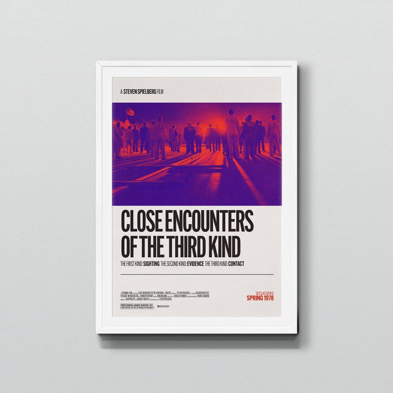 Close Encounters of the Third Kind 1977 Retro Movie Poster Art, Film Poster, Minimalist, Wall Art, Home Cinema, Typography Poster image 5