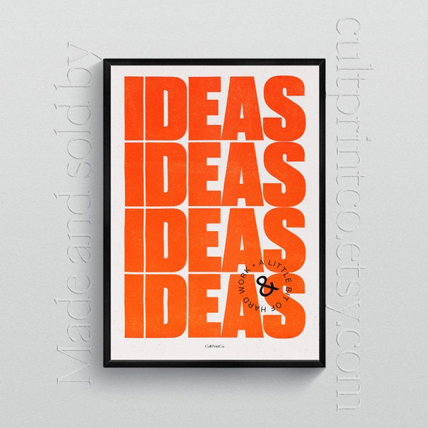 Ideas – PRINTED Creative Inspiration Poster #02 – Minimalist Typographic Decor, Gift for Artists, Designers, Studio Decoration, Graphics