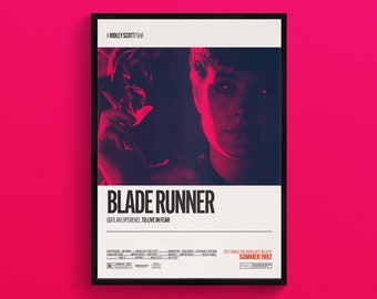 Blade Runner (1982) – Retro Movie Poster Art, Minimalist Design, Home Cinema, Vintage Film Poster, Ridley Scott, Harrison Ford, Dystopian