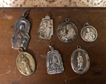 Six Vintage Silver & Gold Tone Embossed Religious Medals. - Etsy