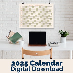 2025 Minimalist Wall Calendar | Digital Download in 5 Sizes | Yearly Planner for Business Professionals