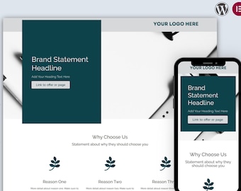 Modelo Elementor Corporativo de Uma Página | Tema WordPress | Site de negócios | Tema minimalista | Site Mínimo | Web Design Simples