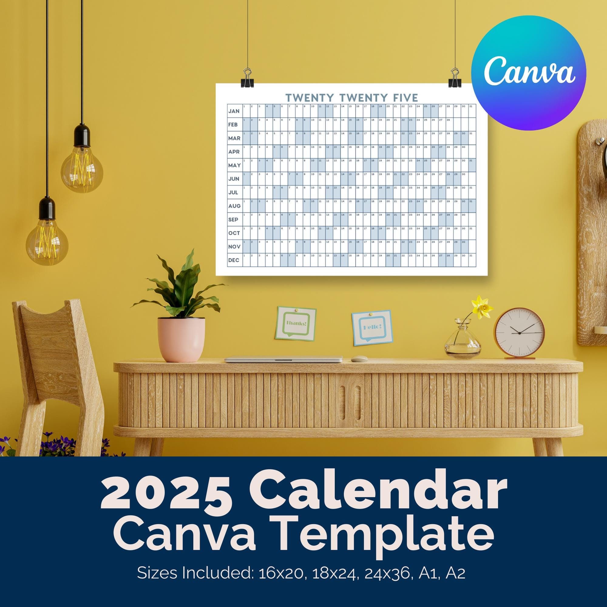 Editable 2025 Calendar Template | Canva Yearly Planner for Business ...
