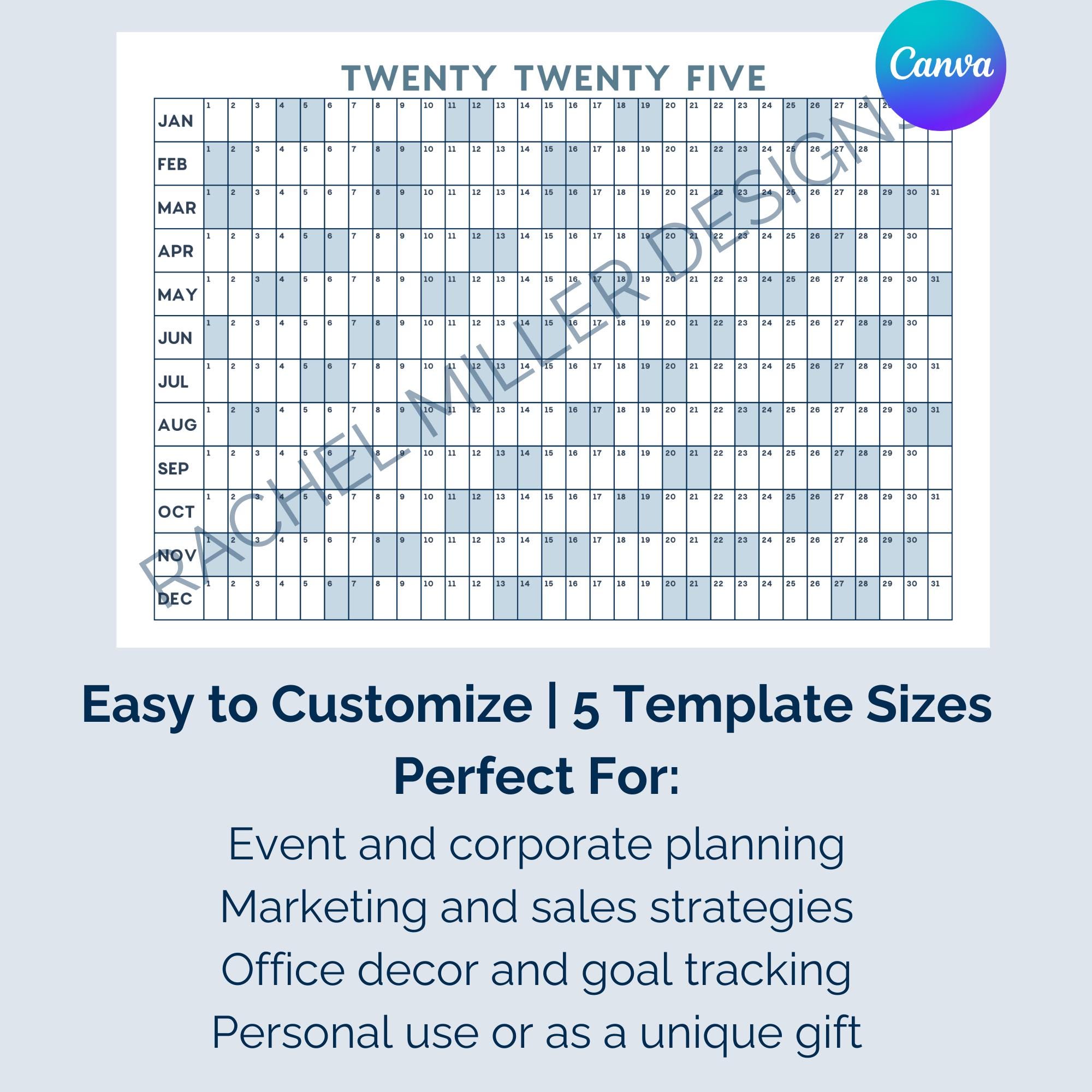 Editable 2025 Calendar Template | Canva Yearly Planner for Business ...