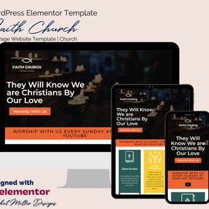 Modello WordPress elementor per sito Web di una pagina / Sito Web per chiese o case di culto / Pronto per dispositivi mobili / Personalizzabile / Web design fai-da-te / Fede