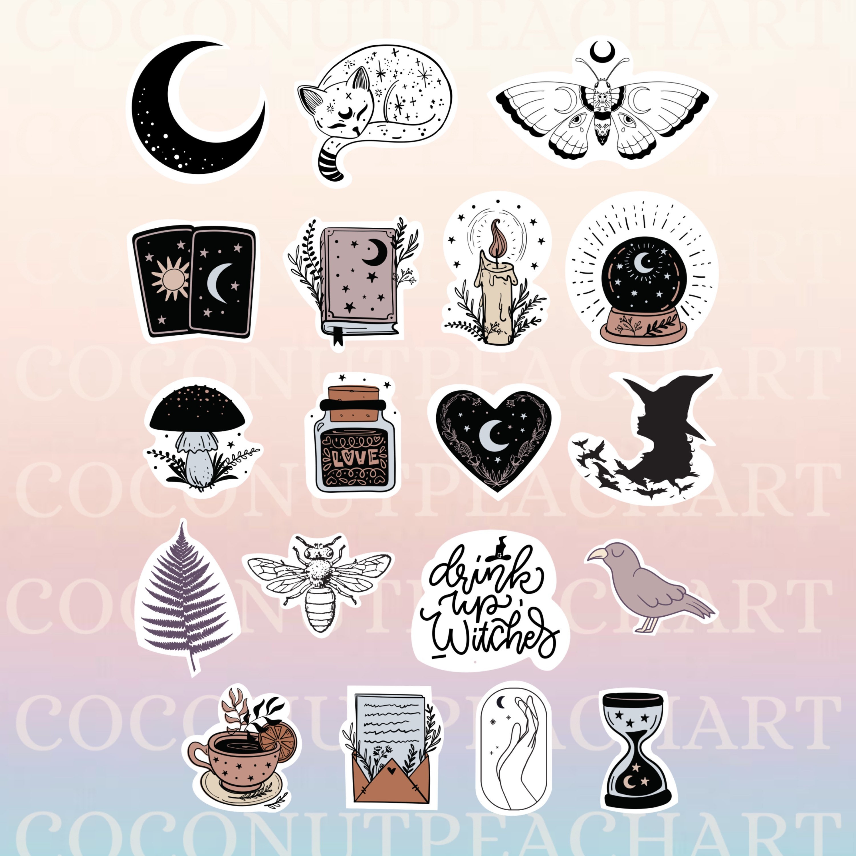 50PCS Witchy Stickers for Adults,Waterproof Magic Stickers for Water Bottle  Kindle,Aesthetic Goth Bulk Stickers for Luggage Laptop,Holographic