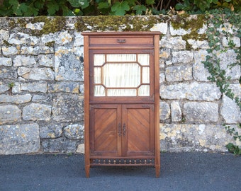 Meuble cabinet bibliothèque ou meuble à partition Napoléon III, meuble avec vitrine biseautée