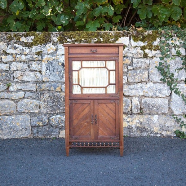 Meuble cabinet bibliothèque ou meuble à partition Napoléon III, meuble avec vitrine biseautée