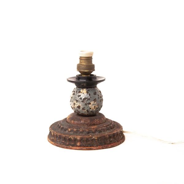 Pied de lampe vintage, lampe vintage, lampe de table, lampe de chevet, pied de lampe bois, ancienne lampe, artisanale