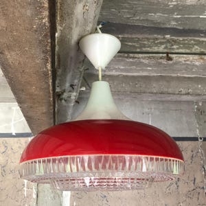 Space Age plastic pendant light, vintage ceiling lamp, saucer lamp, ceiling light, ceiling lamp, pendant light