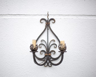 Vintage wrought iron wall light, wrought iron wall light, wrought iron lamp, acanthus leaf, interior decoration