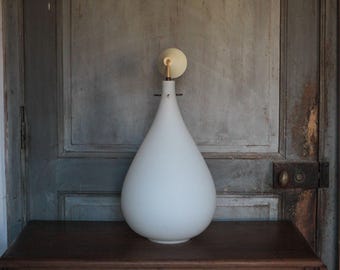 Vintage pendant light, white opaline water drop pendant light, opaline chandelier, ceiling lamp, Vistosi style, 60's