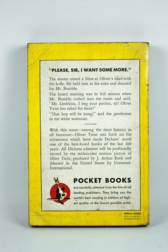 Charles Dickens Oliver Twist Pocket Book 1948 English Version Vintage Book Classical Literature - 