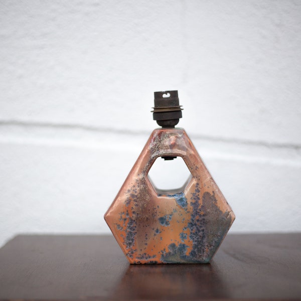 Lampe vintage, lampe grès cristallisé, lampe à poser, lampe de chevet, art déco, poterie, 50's