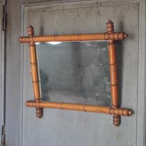 Bamboo imitation wood mirror, antique mirror, hanging mirror, interior decoration, mirror