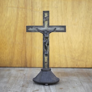Vintage cross, old crucifix, wooden cross, brass christ, jesus on the cross, religious, wall decoration, religious cross