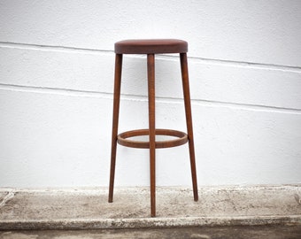 Tabouret de bar , tabouret bois et simili cuir, tabouret haut, Baumann style, déco intérieur, bar, stool