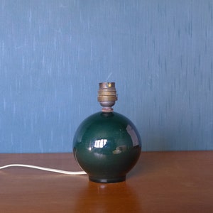 Lampe céramique vintage, lampe boule vert bouteille, lampe de table, lampe à poser, ceramic lamp image 2