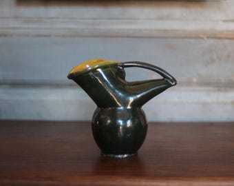Keramikkrug signiert Kerny Nancy, glasierter Terrakotta-Krug, Sammlung, Innendekoration