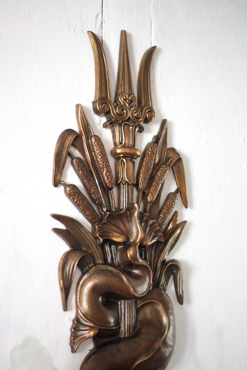 Large Bronze Wall Light With 2 Lights, Dolphin Wall Light With Reeds ...