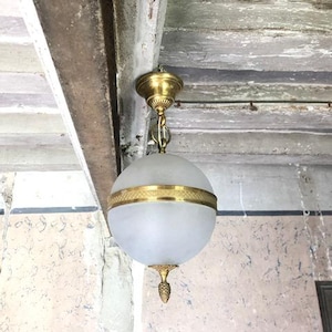 Vintage pendant light, frosted glass ball pendant light, ceiling lamp, bronze ball chandelier, vintage lamp, ceiling lamp