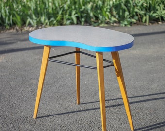 Table formica et pieds compas vintage, table forme haricot , table bureau, table d'appoint, table vintage, 60's