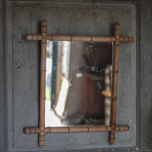 Bamboo imitation wood mirror, antique mirror, hanging mirror, interior decoration, mirror